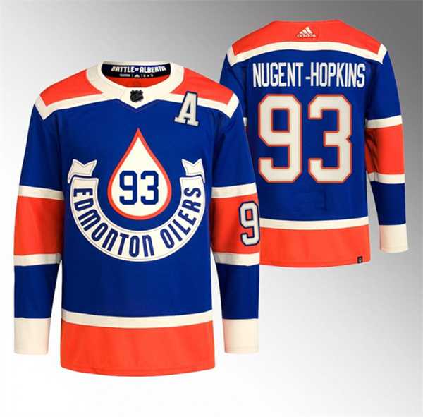Mens Edmonton Oilers #93 Ryan Nugent-Hopkins 2023 Royal Heritage Classic Primegreen Stitched Jersey Dzhi->->NHL Jersey